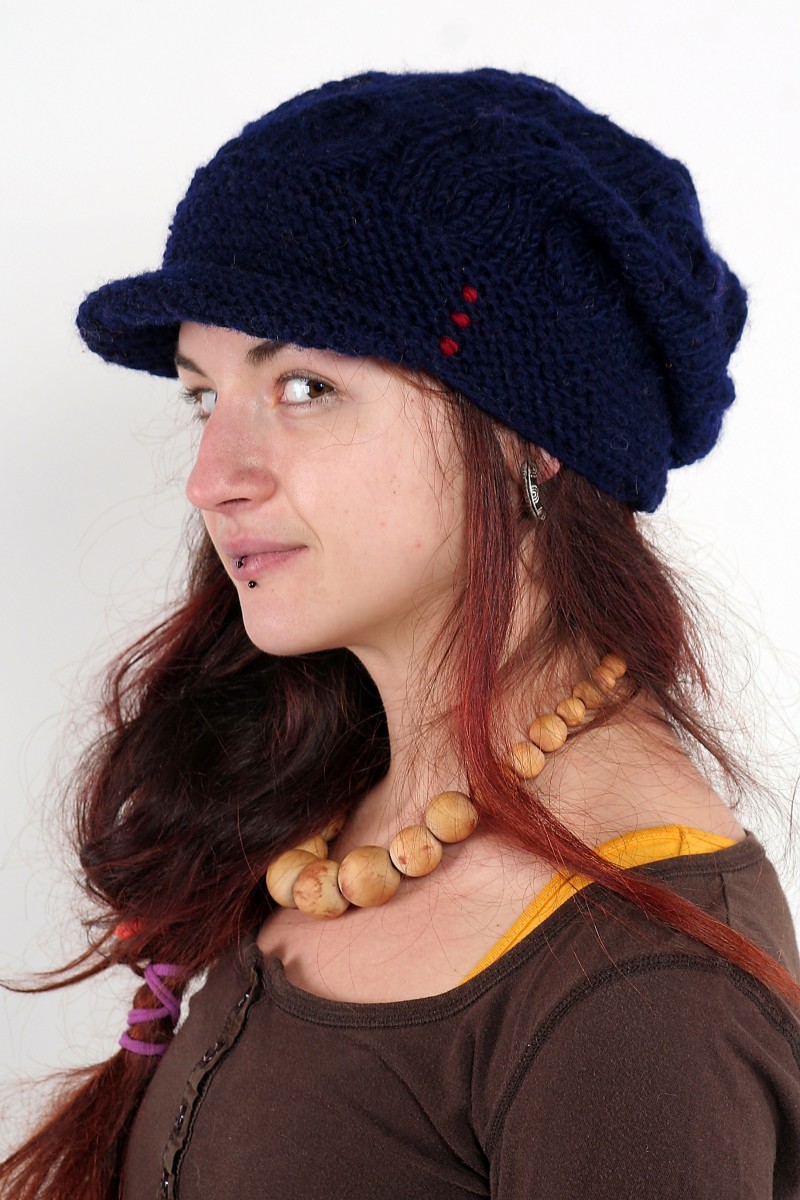 Hand-Knitted Lambswool Flop Brim Hat – Pipi Shells, Blue