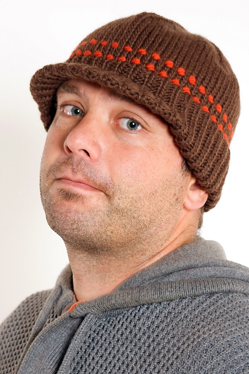 Hand-Knitted Merino Wool Brim Beanie – 2 Dot, Brown/Orange