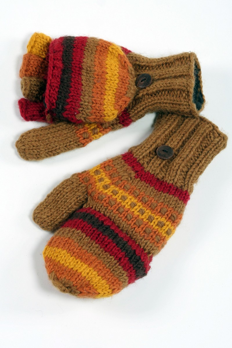 Hand-Knitted Lambswool Cover Mittens – Rainbow Earth