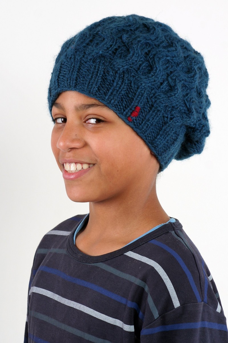 Hand-Knitted Lambswool Flop Hat – Waves, Petrol