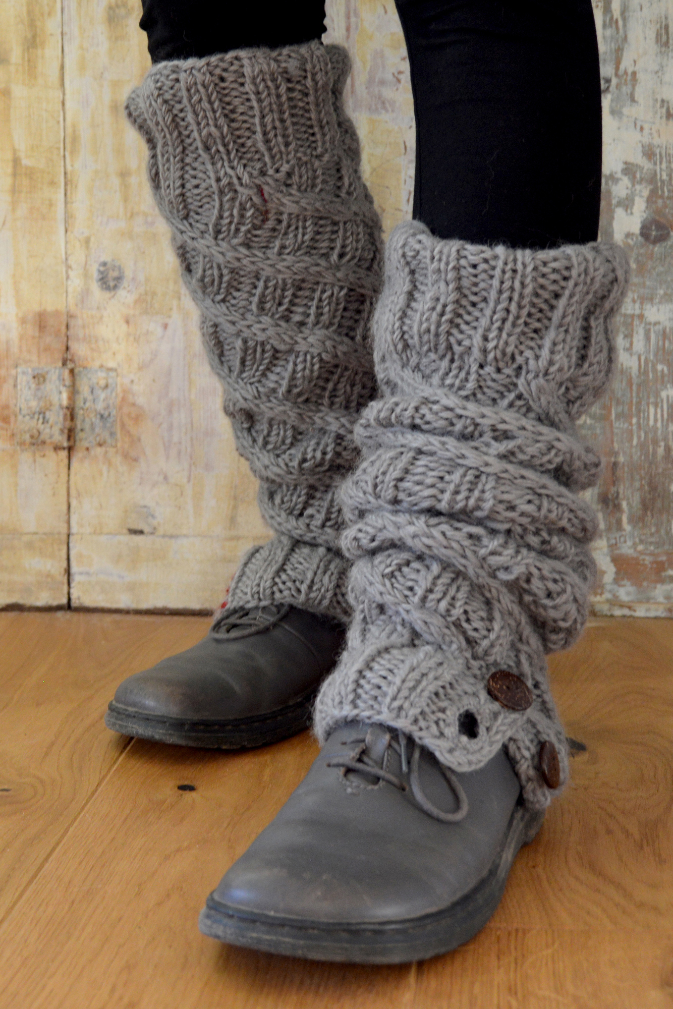 Hand-Knitted Lambswool Leg Warmers – Cable Knit