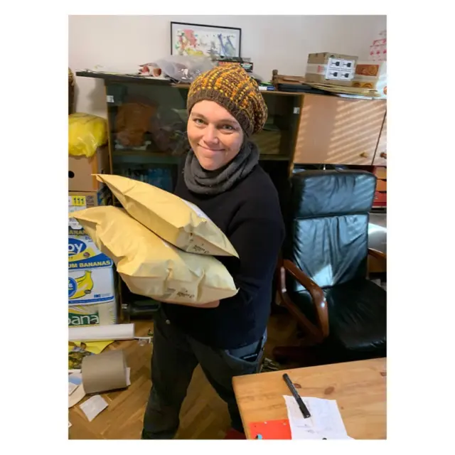 Sending off packages full of beautiful soft warm wool hats, gloves, scarves, socks... . . . . .#pashin’ #pashinclothing 