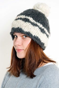 DARK GREY WHITE 2 LINES POPOM