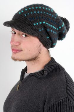 DARK GREY PETROL BOOMERANG FLOP BRIM POMPOM