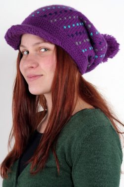 PURPLE TURQUOISE BOOMERANG FLOP BRIM POMPOM