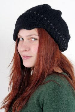 BLACK DARK GREY BRIM BERET
