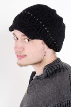 BLACK DARK GREY BRIM BERET