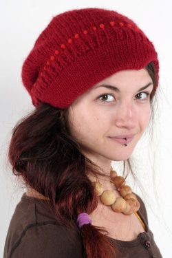 RED DARK ORANGE BRIM BERET