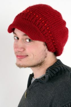 RED DARK ORANGE BRIM BERET