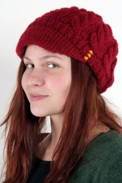 RED CABLE BRIM BERET