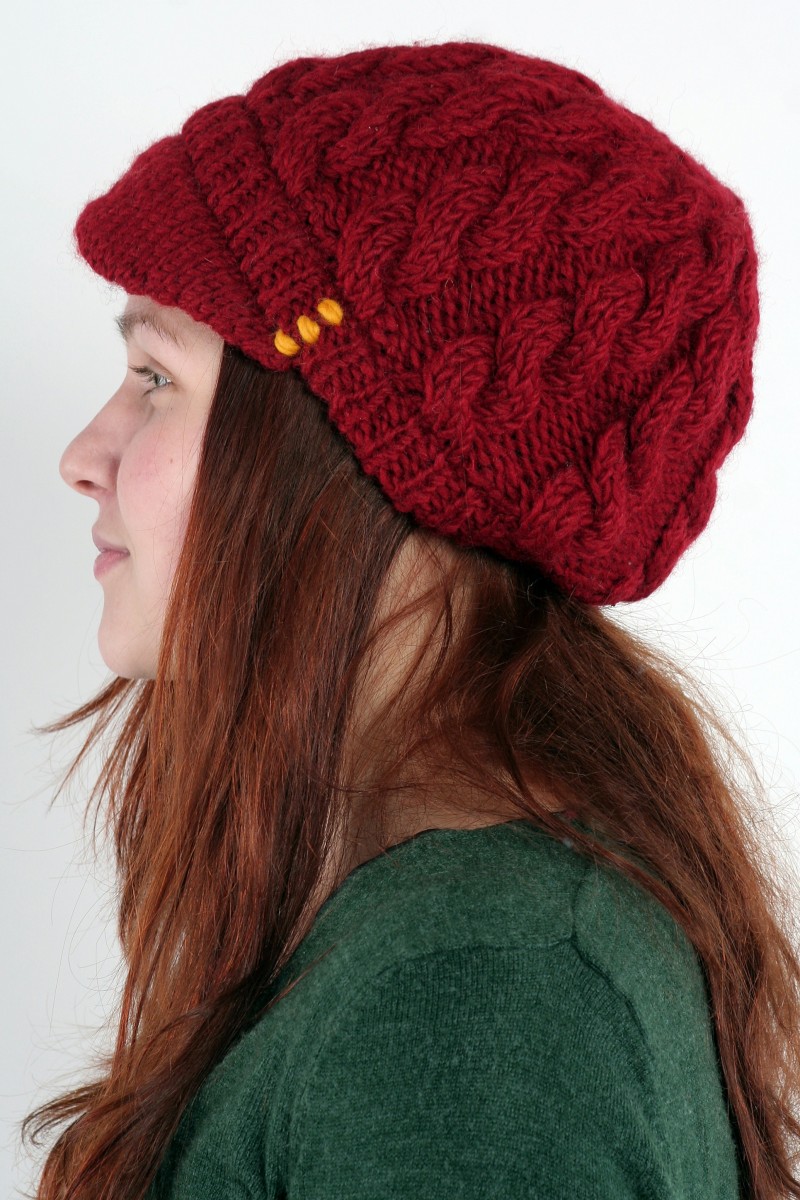 RED CABLE BRIM BERET