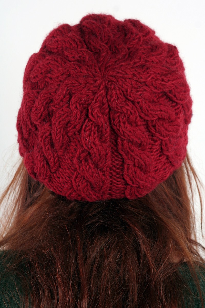 RED CABLE BRIM BERET
