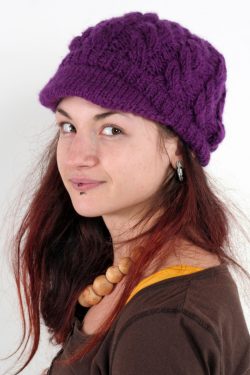 PURPLE CABLE BRIM BERET