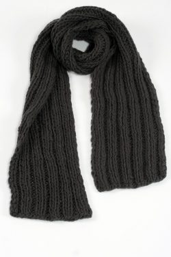 DARK GREY 2X2 PLAIN NARROW SCARVE