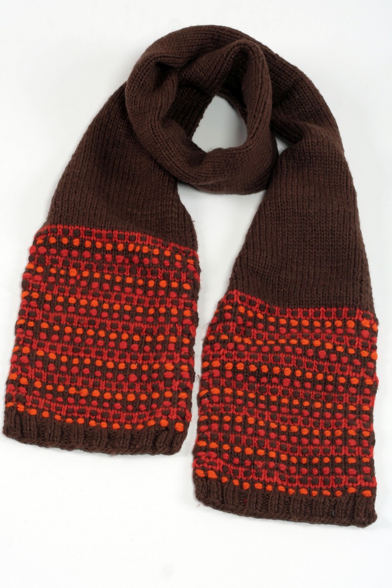 BROWN ORANGE STEP SCARVE