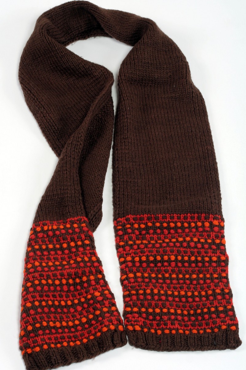 BROWN ORANGE STEP SCARVE