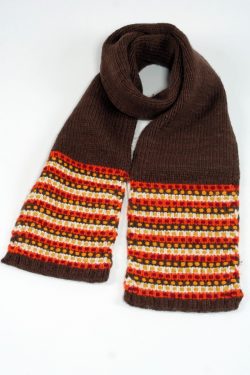 BROWN WHITE STEP SCARVE