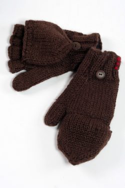 BROWN PLAIN COVER MITTENS