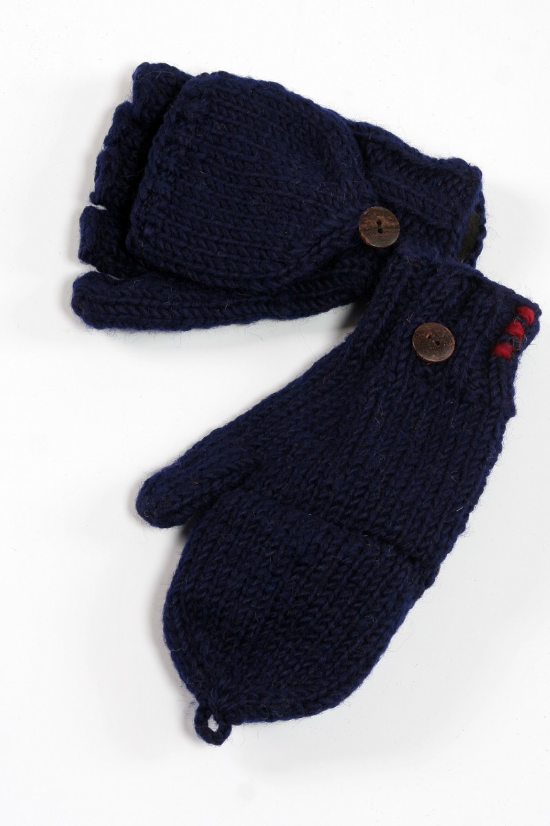 BLUE PLAIN COVER MITTENS