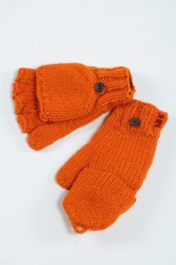 FIERY ORANGE PLAIN COVER MITTENS