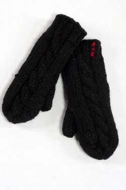BLACK CABLE MITTENS