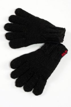 BLACK 5 FINGER PLAIN GLOVES
