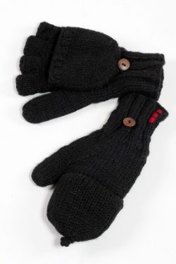 BLACK PLAIN COVER MITTENS