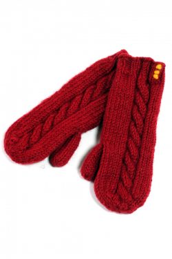 RED CABLE MITTENS