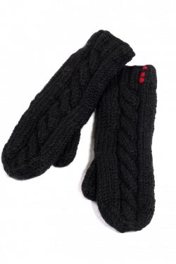 BLACK CABLE MITTENS