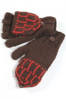 BROWN DARK ORANGE SQUARE COVER MITTENS