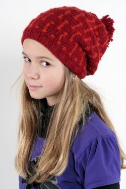 RED DARK ORANGE SQUARE FLOP POMPOM