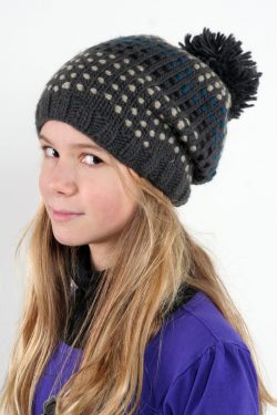 DARK GREY PETROL SONGLINES FLOP POMPOM