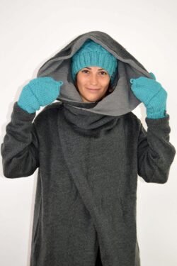 LONG WOOL CARDIGAN - HOOD CARDICAPE DARK GREY MID GREY (JWF1) - slika 5