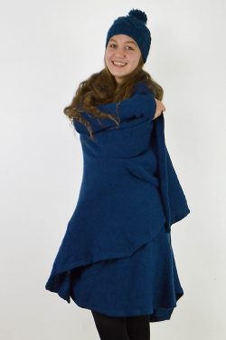 LONG WOOL CARDIGAN - SQUARDICAPE PETROL (JWH3)
