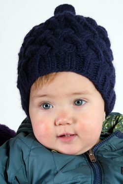 BABY BEANIE MERINO HAT X PATTERN BLUE (R2)