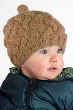 BABY BEANIE MERINO HAT X PATTERN MUSTARD (R4)