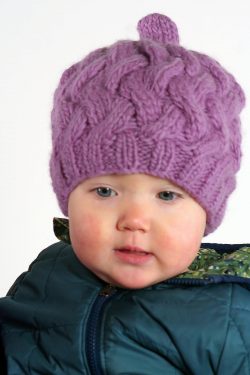 BABY BEANIE MERINO HAT X PATTERN LAVANDER (R5)