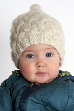 BABY BEANIE MERINO HAT X PATTERN WHITE (R1)